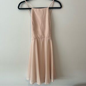 Lulus High Neck Baby Pink Flowy Open Criss Cross Back Mini Dress